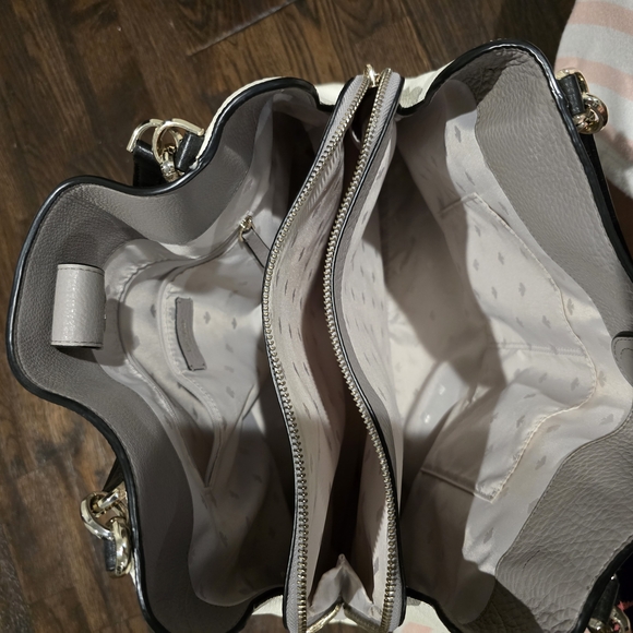 Kate Spade Cream and Gray Hobo Bag with Minimalist Design